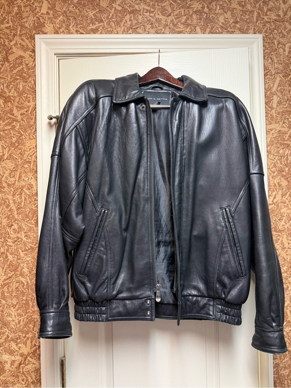 Croft & Barrow Black Leather Bomber Jacket